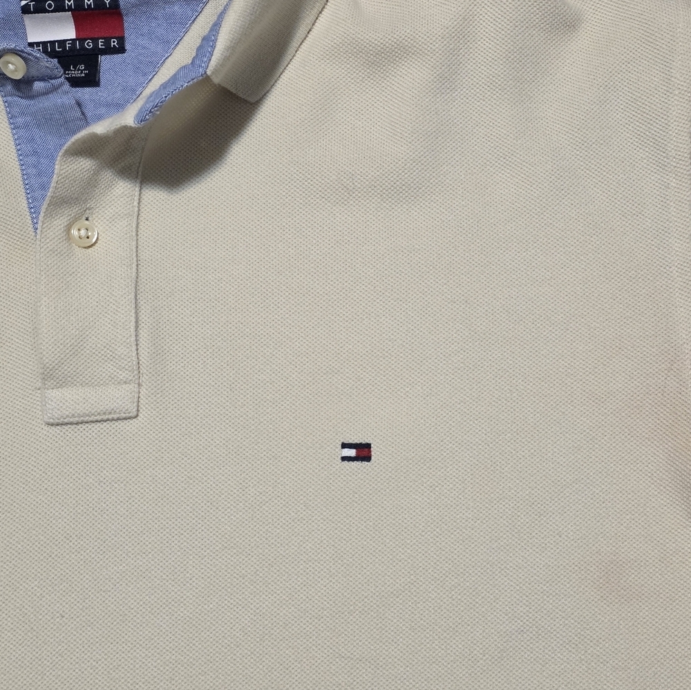 Tommy Hilfiger Core Reg Fit Polo Men’s L Sandalwood Beige Pique Golf Shirt E58 - Picture 2 of 5